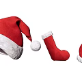 Festive Red Santa Hat And Christmas Stocking With White Trim Holiday Household Items