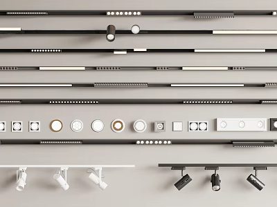 Modern Downlights And Spotlights With Different Styles Black White LED Ceiling Lights 3d model