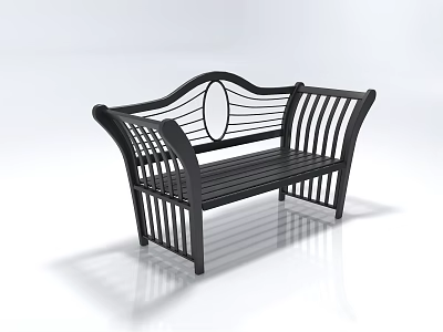 Modern Black Single Chair With Curved Back Circular Hollow And Vertical Striped Accents 3d model