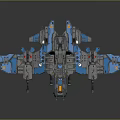 Futuristic Scifi Spacecraft Model with Blue Gray Intricate Structure for Cosmic Exploration Missions