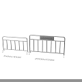 Sturdy Metal Fence With Horizontal Rails And Clear Size Measurement Indications