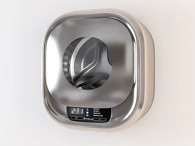 Modern Washing Machine With Digital Display And Sleek Stainless Steel Exterior Design 3d model