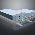 Modern Industrial Factory Building With Steel Structure Large Roof Glass Windows And Main Entrance