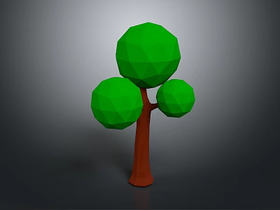 Low Poly Style Tree With Three Green Canopies And Brown Trunk 3d model
