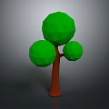 Low Poly Style Tree With Three Green Canopies And Brown Trunk