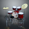 Red Professional Drum Set with Snare Tom Bass Drums Crash Cymbals and Adjustable Drum Stool