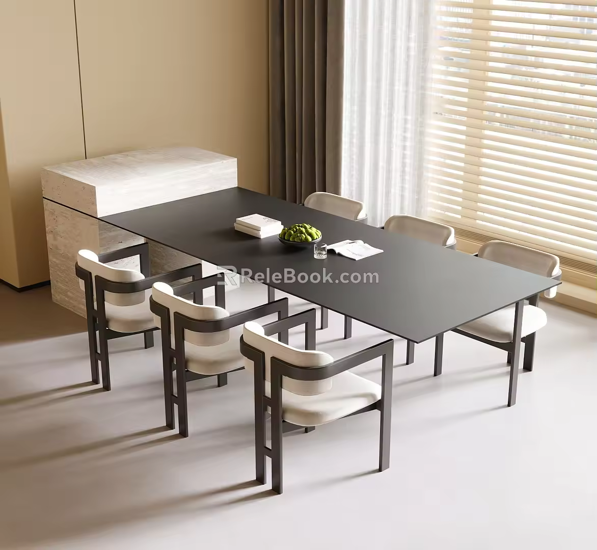 Modern Dining Table and Chair Combination Dining Chair Island Table 3d model