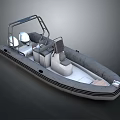 Modern Gray Inflatable Boat With Metal Frame Seats Console And Motor
