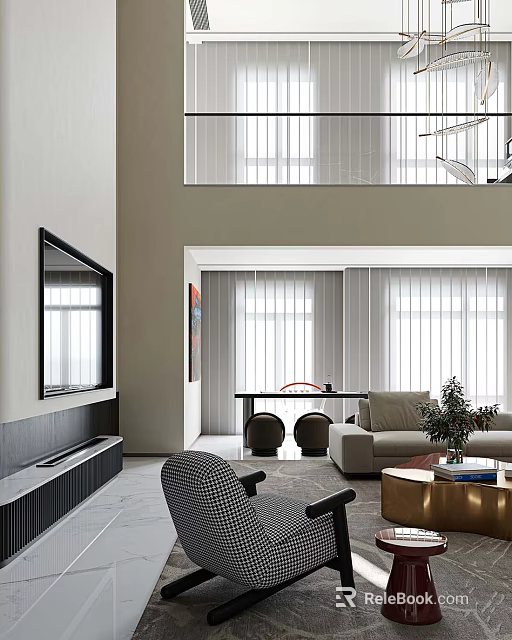 Modern Minimalist Duplex Living Room Fabric Sofa And Luxury Coffee Table Combination For Home Decoration 3d model 