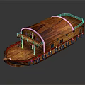 Wooden Boat With Wooden Hull Red Bottom Deck Railing And Round Windows Design