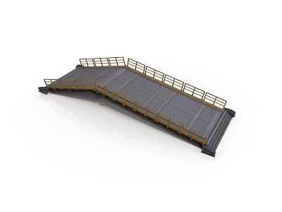 Small Scale Model Bridge Equipment With Gray Deck And Yellow Railings 3d model