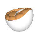 Single Sofa In Egg Shape With Orange Upholstery And White Cushion Design 3d model