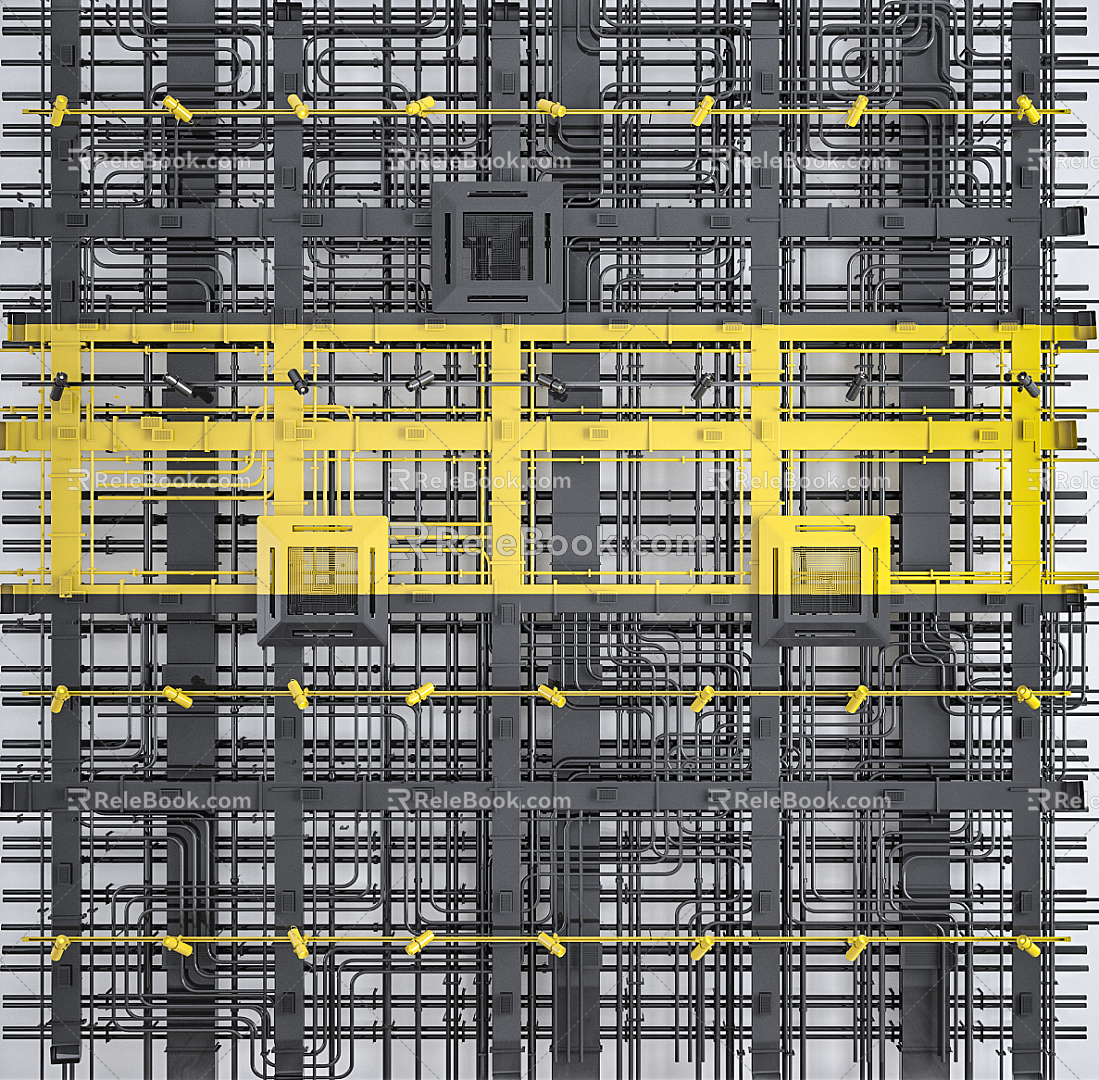 Industrial LOFT pipeline through pipeline trough pipeline ceiling track light combination 3d model