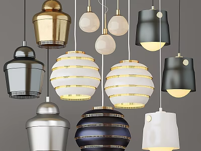 Modern Pendant Lights With Various Designs And Colorful Finishes For Home Decor 3d model