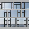 Various Modern Window Designs With Black Frames And Clear Glass Panels 3d model