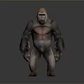Realistic Gorilla 3D Character Model Standing With Muscular Body And Detailed Structure