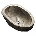 Natural Stone Washbasin with Irregular Shape and Textured Surface for Rustic Bathroom Decor 3d model