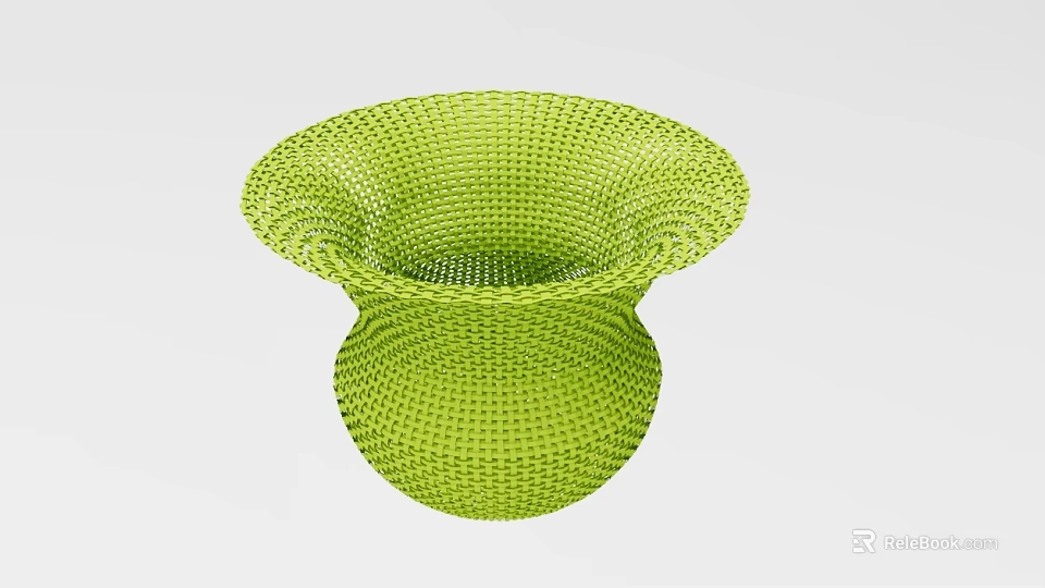 Green Woven Bell Shaped Vase Decorative Ornament Set With Grid Pattern For Home Decor 3d model 