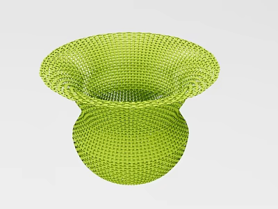Green Woven Bell Shaped Vase Decorative Ornament Set With Grid Pattern For Home Decor 3d model