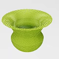 Green Woven Bell Shaped Vase Decorative Ornament Set With Grid Pattern For Home Decor