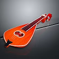 Orange Wooden Lute Shaped Decorative Household Item With Strings And Bow