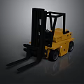 Yellow Industrial Forklift With Black Forks And Cab Structure Design