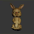Vintage Yellow Rabbit Doll With Big Ears Red Eyes And Smiling Face