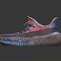 Modern Stylish Knit Sneakers with Red Laces and Blue Sole Texture Design