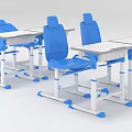 Student Desk And Chair Set With Blue Chairs White Desks And Anti Slip Pads