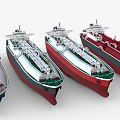 Four Varied Design Cargo Ships In Different Colors
