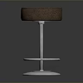 Bar Stool Featuring Round Brown Upholstered Seat Metal Frame Hexagonal Reflective Base in Dark Background 3d model