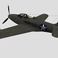 Olive Green Military Fighter Aircraft With Star Insignia On Wings And Propeller