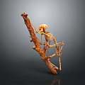 Detailed Mantis Skeleton Clinging to Natural Tree Branch with Realistic Features