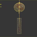 Traditional Hanging Ornament With Red Floral Spherical Top And Plum Blossom Rectangular Panel
