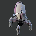 Red And Silver Futuristic Spaceship Model With Sleek Design And Thrusters 3d model