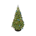 Christmas Themed Bonsai Plant Decorated With Colorful Gifts Ornaments And Lights