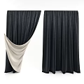 Black Velvet Curtains With Beige Lining For Elegant Window Dressing 3d model