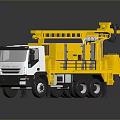 Yellow and White Heavy Duty Utility Vehicle With Large Mechanical Drilling Structure For Construction