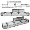 Modern Tan Sectional Sofa With Modular Design And Comfortable Cushioned Seats 3d model