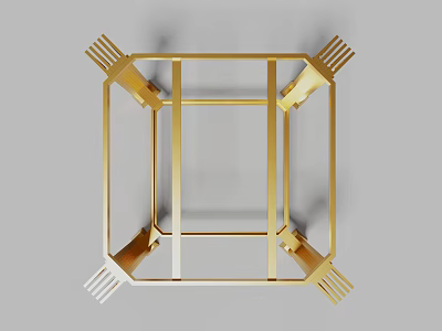 Golden Decorative Metal Frame Structure With Modern Geometric Design Elements 3d model