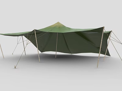 Outdoor Camping Furniture Green Tent With Metal Support Poles And Durable Fabric Cover 3d model