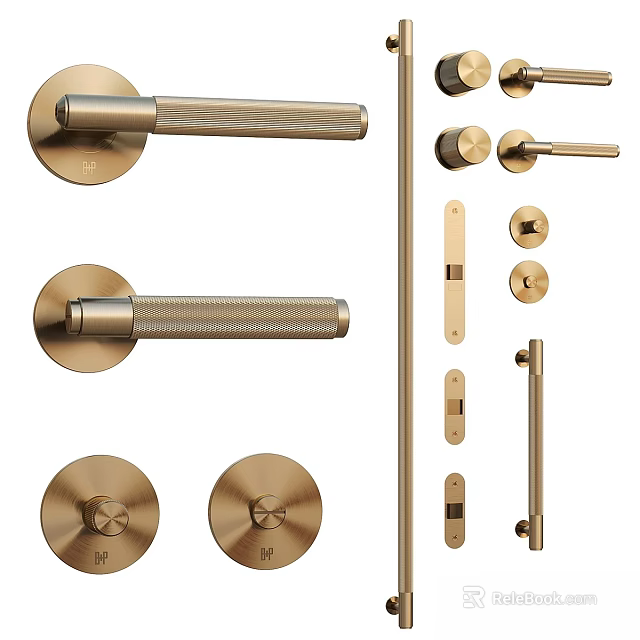 Elegant Brass Door Handles With Knobs And Levers For Home Interior Design 3d model 