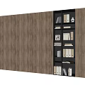 Modern Wall Mounted Wooden Decorative Cabinet With Shelves Books Folders And Ornaments
