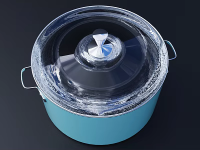 Blue Cooking Pot With Transparent Lid And Metal Handles For Kitchen Use 3d model