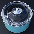 Blue Cooking Pot With Transparent Lid And Metal Handles For Kitchen Use
