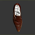 Stylish Red Leather Pointed Toe Shoes With Block Heel And White Lining