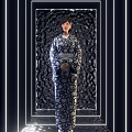 Elegant Woman Wearing Traditional Kimono With Floral Pattern And Decorative Backdrop