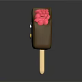 Chocolate Popsicle With Smiling Face And Pink Filling Sweet Dessert Treat