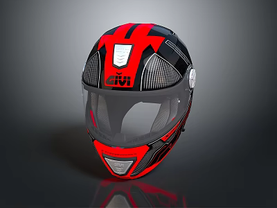 GIVI Red And Black Motorcycle Helmet With Clear Visor And Ventilated Design 3d model