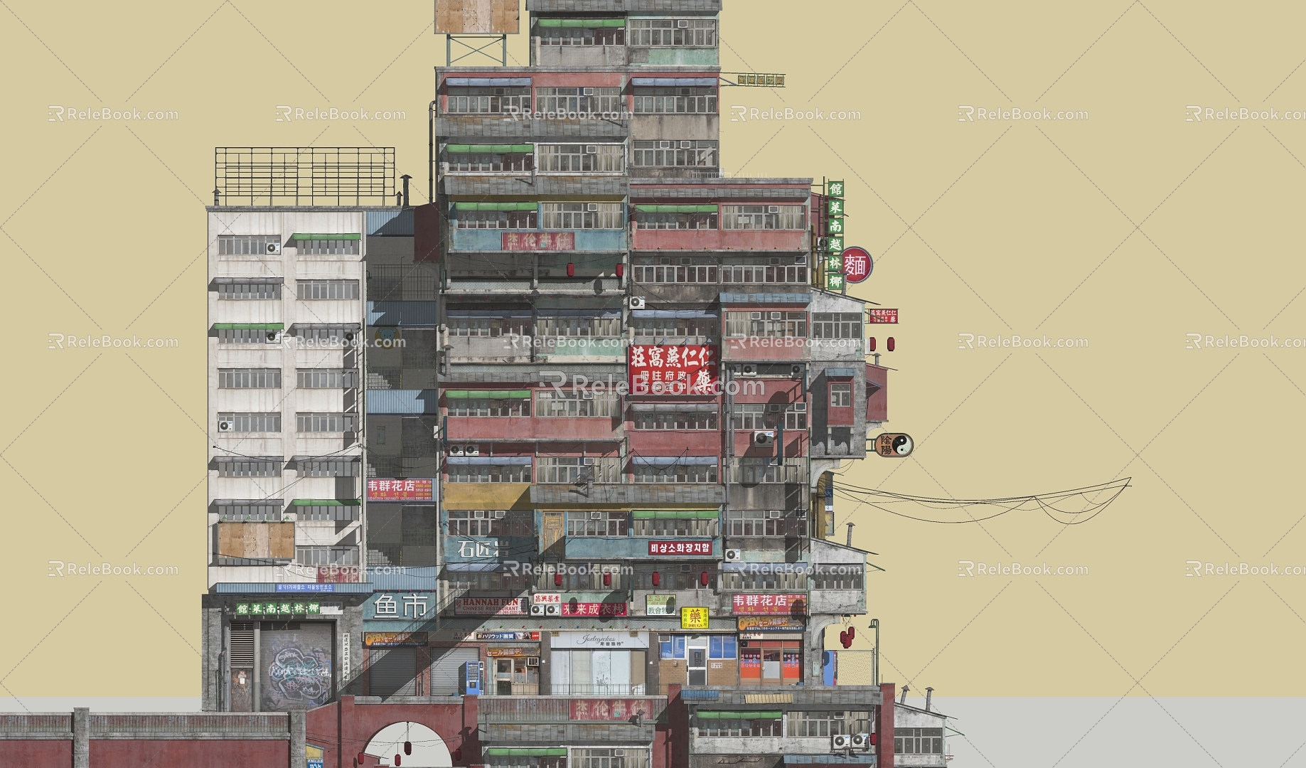 Industrial LOFT Residential Building Kowloon Walled Slum Cyberpunk Urban Residential Building 3d model